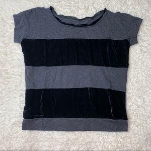 Loft Gray and Black velvet Short Sleeve Blouse